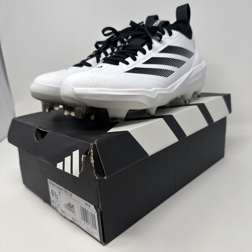 Adidas Adizero Impact TPU 2.0 Baseball Cleats White/Black Men's Size 6.5